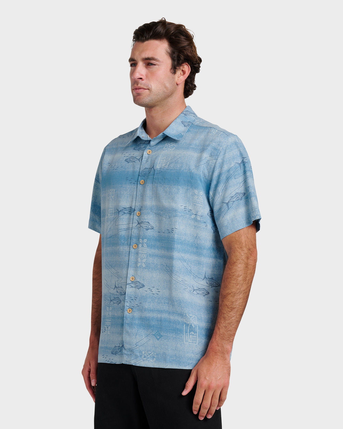 Quick Silver Waterman Go Fish Shirt - Sterling Blue