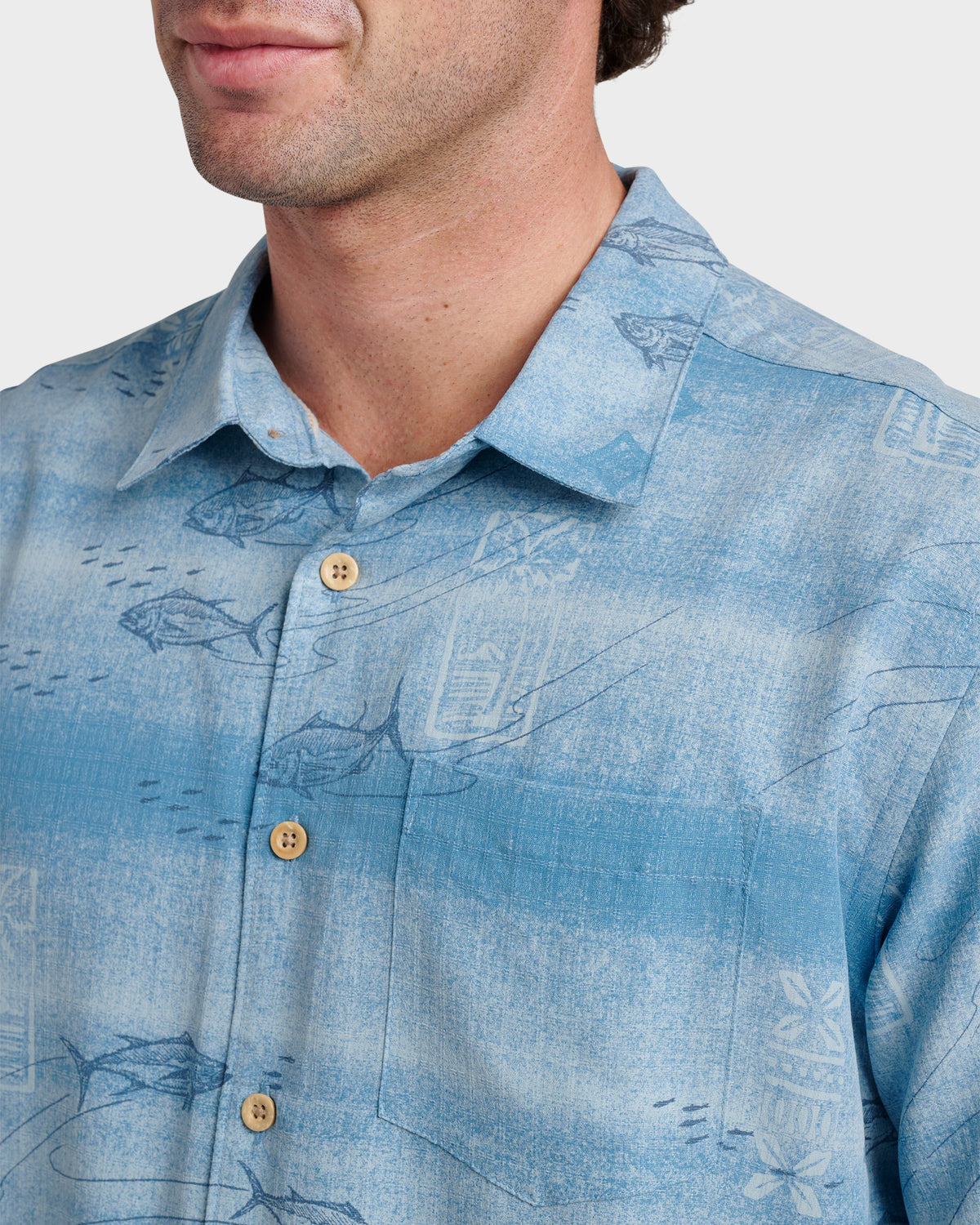 Quick Silver Waterman Go Fish Shirt - Sterling Blue