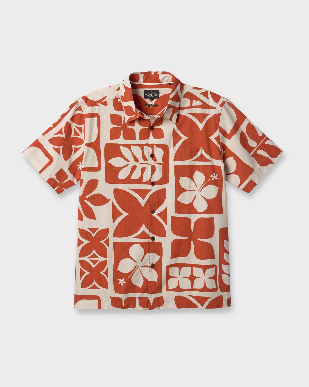 Quick Silver Waterman Tiki Island Shirt - Hot Sauce