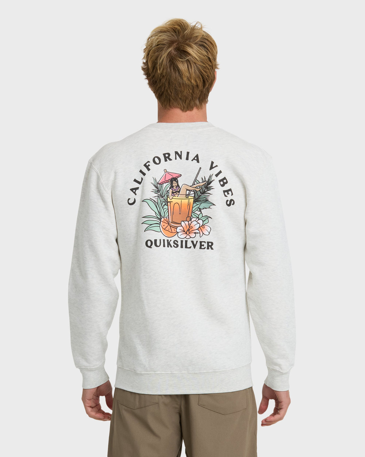 Quick Silver California Vibes Crew Fleece Sweatshirt - Oatmeal Hth