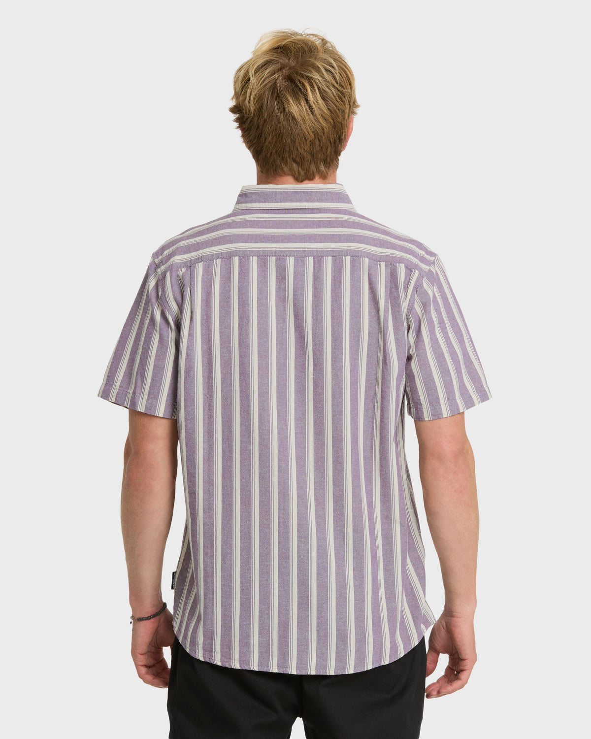 Quick Silver Oxford Stripe Classic Short Sleeve Shirt - Sunset Purple
