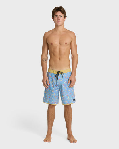 Quick Silver Surfsilk Scallop Ditsy 19" Boardshorts - Ashley Blue
