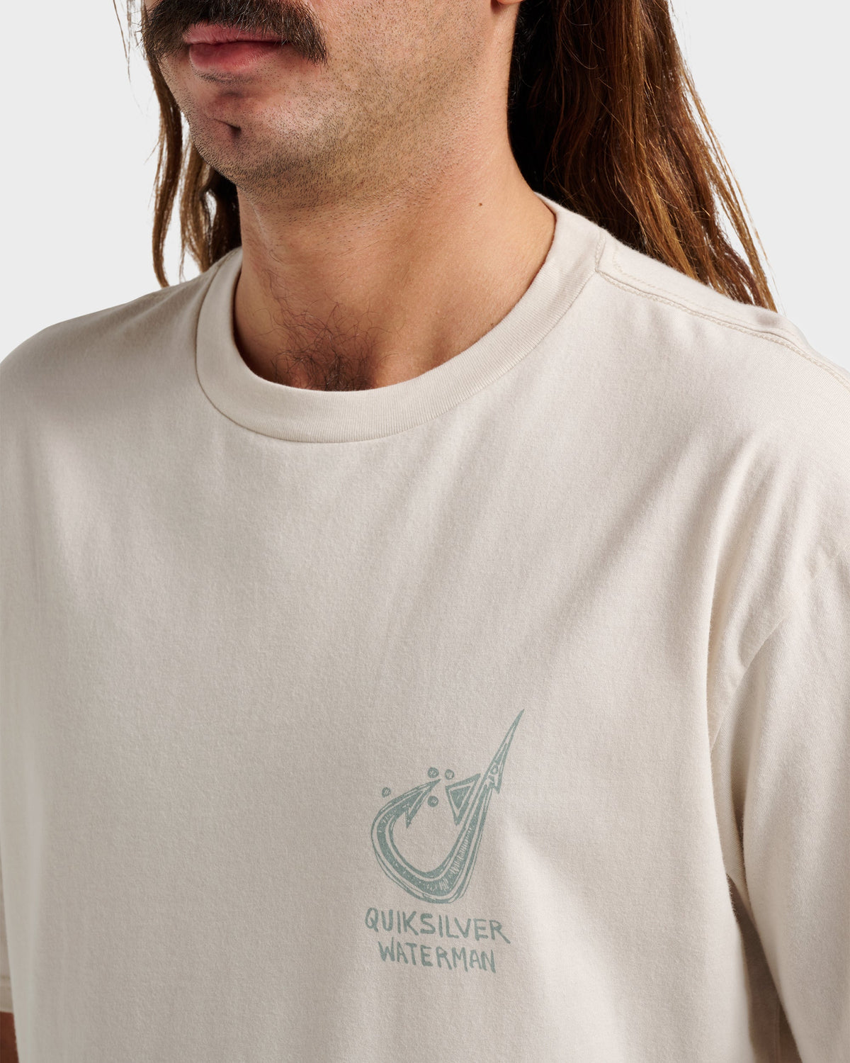 Quick Silver Waterman Hooked On Classic T-shirt - Moonbeam