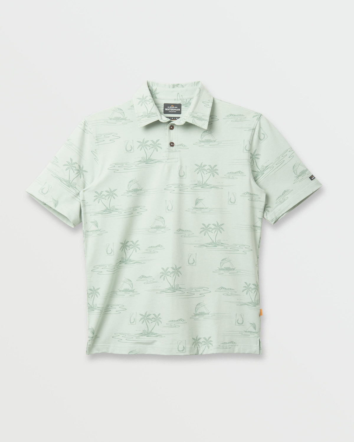 Quick Silver Waterman Island Daze Polo T-Shirt - Smoke Heahter