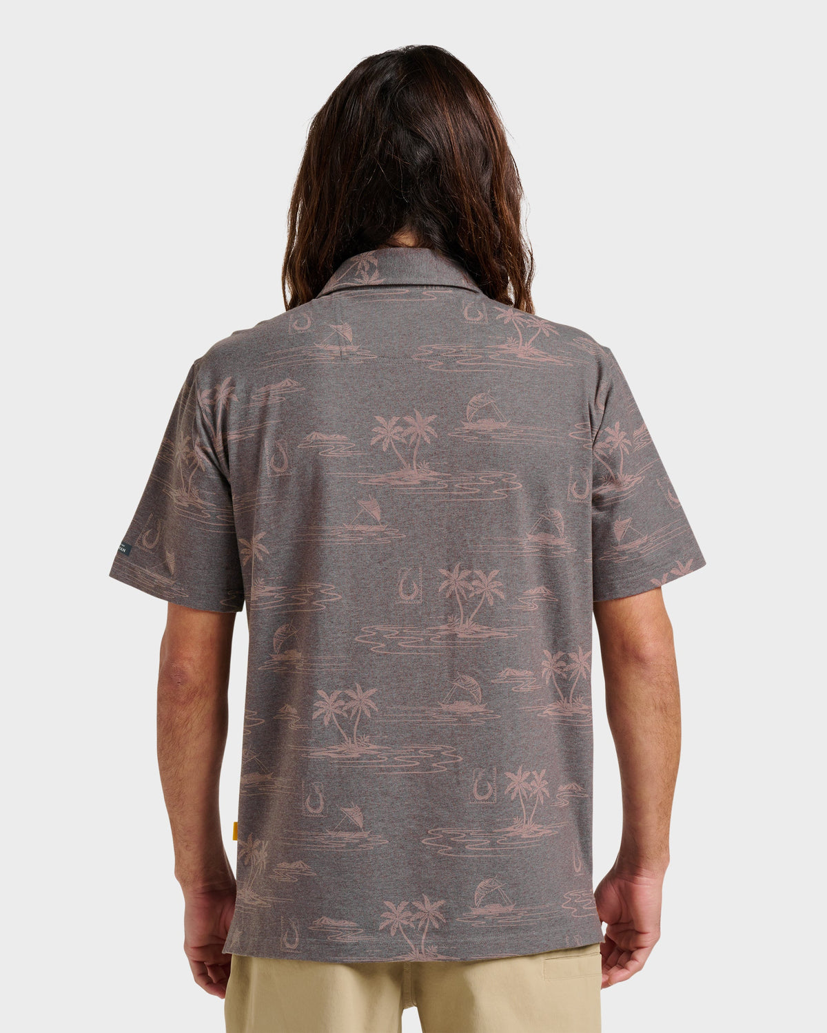 Quick Silver Waterman Island Daze Polo T-Shirt - Phantom Heather