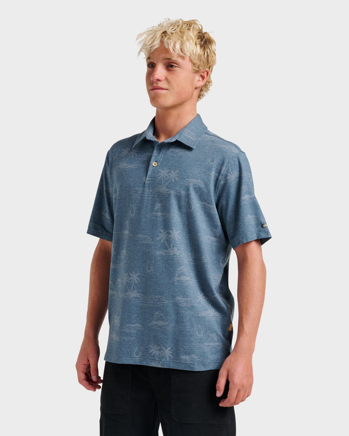 Quick Silver Waterman Island Daze Polo T-Shirt - Real Teal Heather