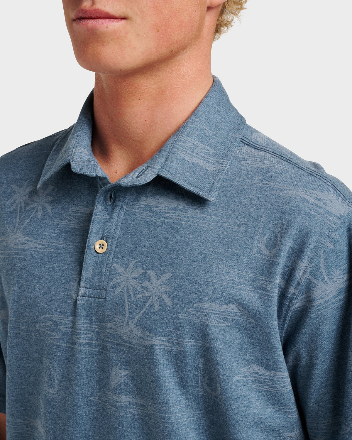 Quick Silver Waterman Island Daze Polo T-Shirt - Real Teal Heather