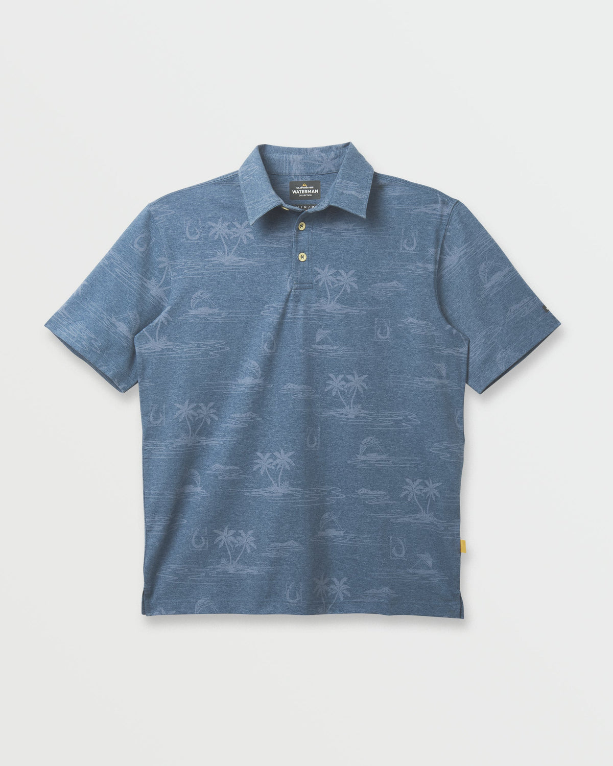 Quick Silver Waterman Island Daze Polo T-Shirt - Real Teal Heather