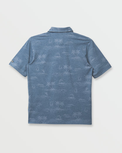 Quick Silver Waterman Island Daze Polo T-Shirt - Real Teal Heather