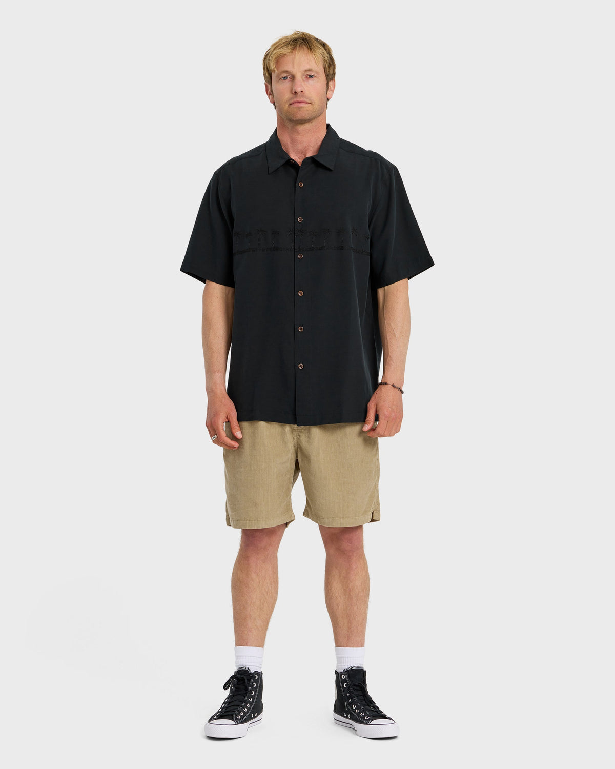 Quick Silver Waterman Tahiti Palms Premium Anti-Wrinkle Shirt - Black