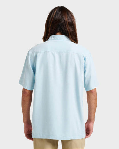 Quick Silver Waterman Tahiti Palms Premium Anti-Wrinkle Shirt - Sterling Blue