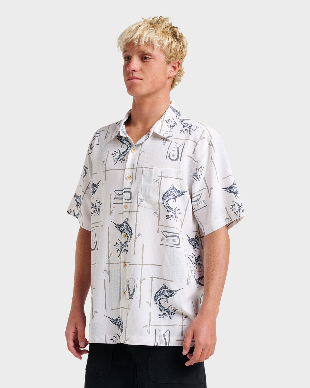 Quick Silver Waterman Big Day Short Sleeve Shirt - White