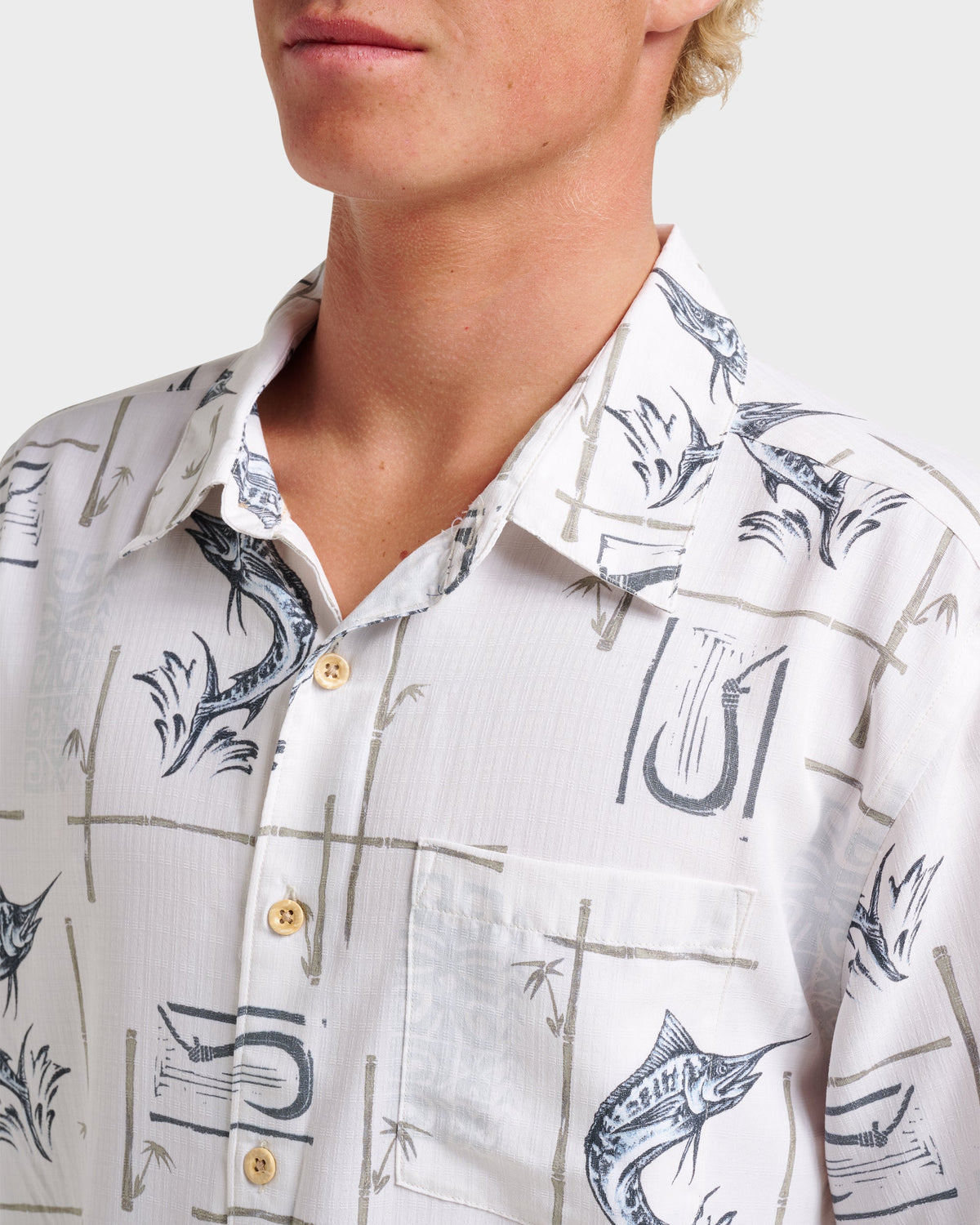 Quick Silver Waterman Big Day Short Sleeve Shirt - White