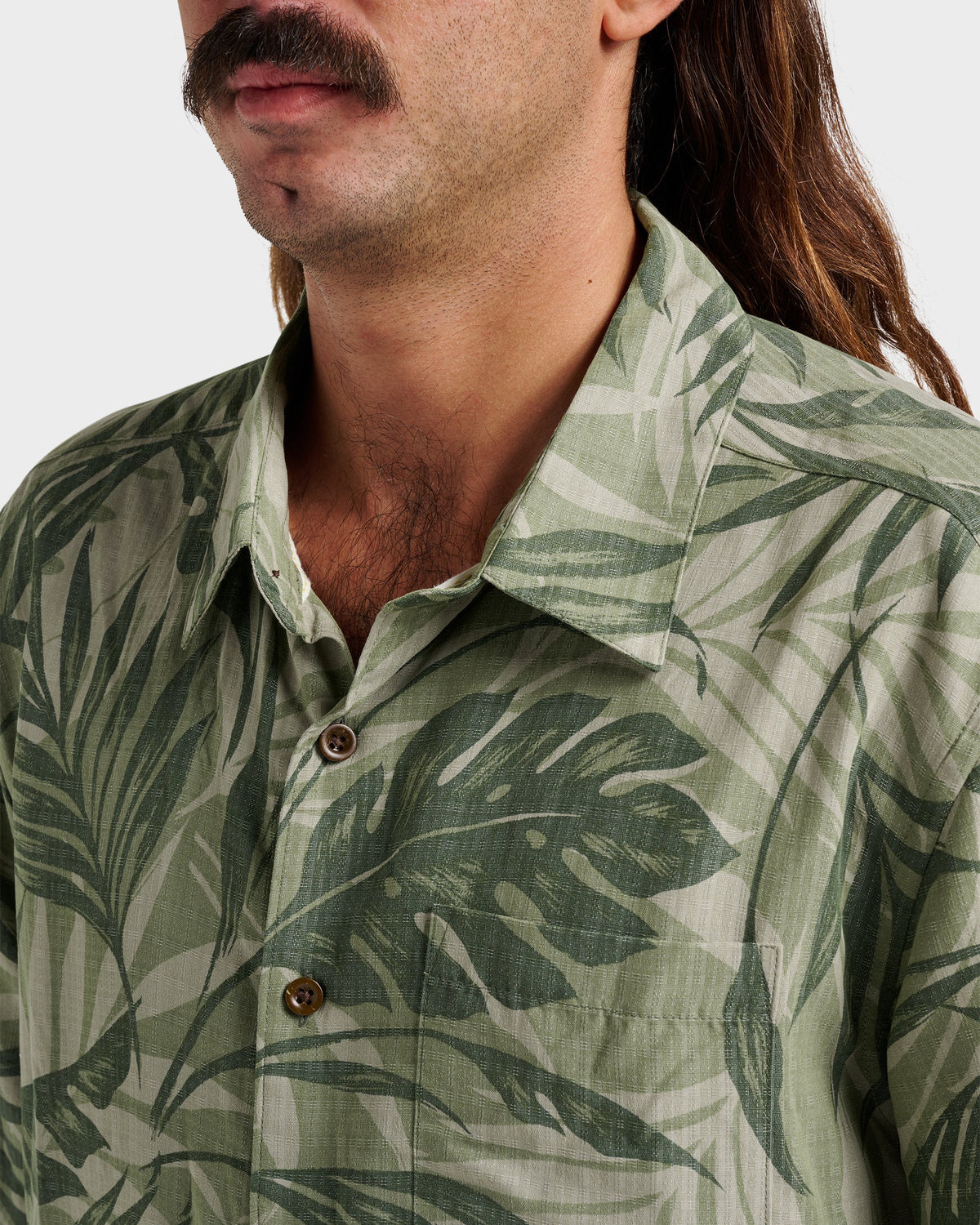 Quick Silver Waterman Botanical Short Sleeve Shirt - Dark Green