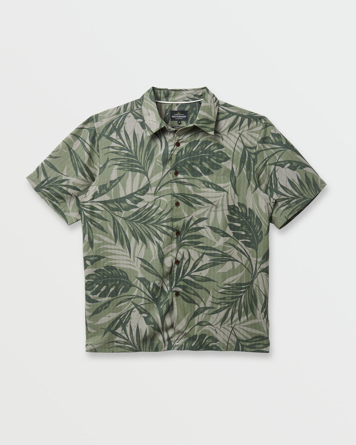 Quick Silver Waterman Botanical Short Sleeve Shirt - Dark Green