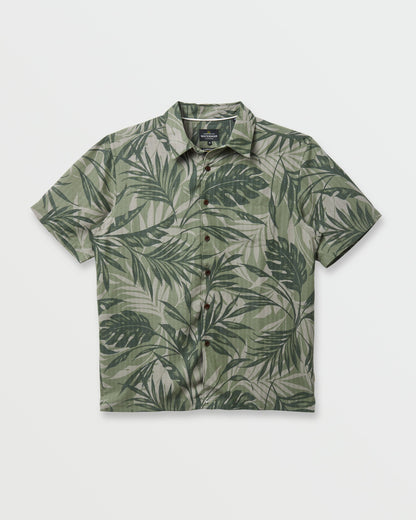 Quick Silver Waterman Botanical Short Sleeve Shirt - Dark Green