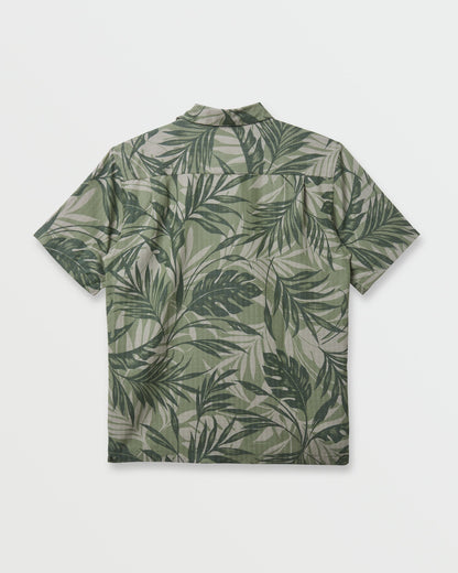 Quick Silver Waterman Botanical Short Sleeve Shirt - Dark Green