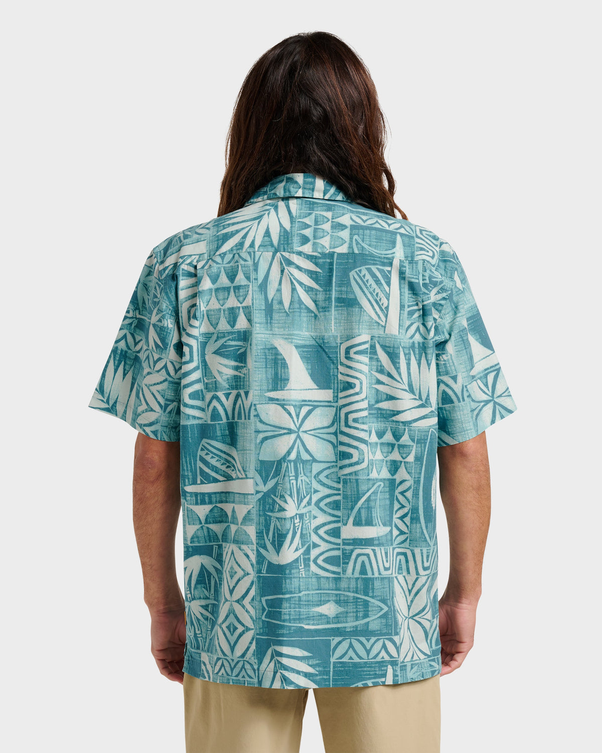 Quick Silver Waterman Talk Story Short Sleeve Shirt - Aqua Sea