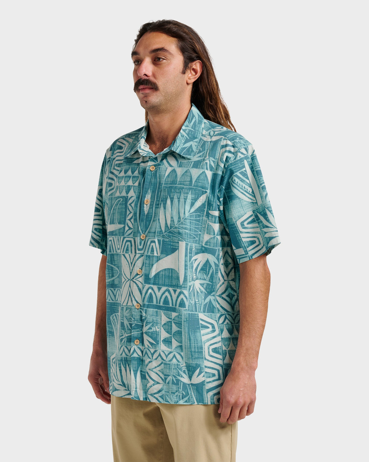 Quick Silver Waterman Talk Story Short Sleeve Shirt - Aqua Sea