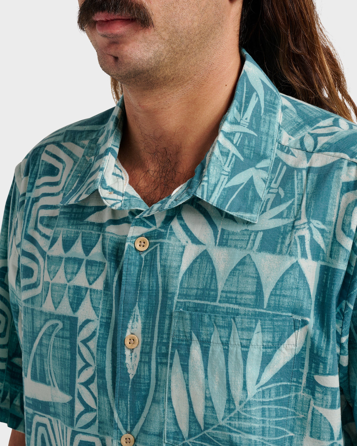 Quick Silver Waterman Talk Story Short Sleeve Shirt - Aqua Sea