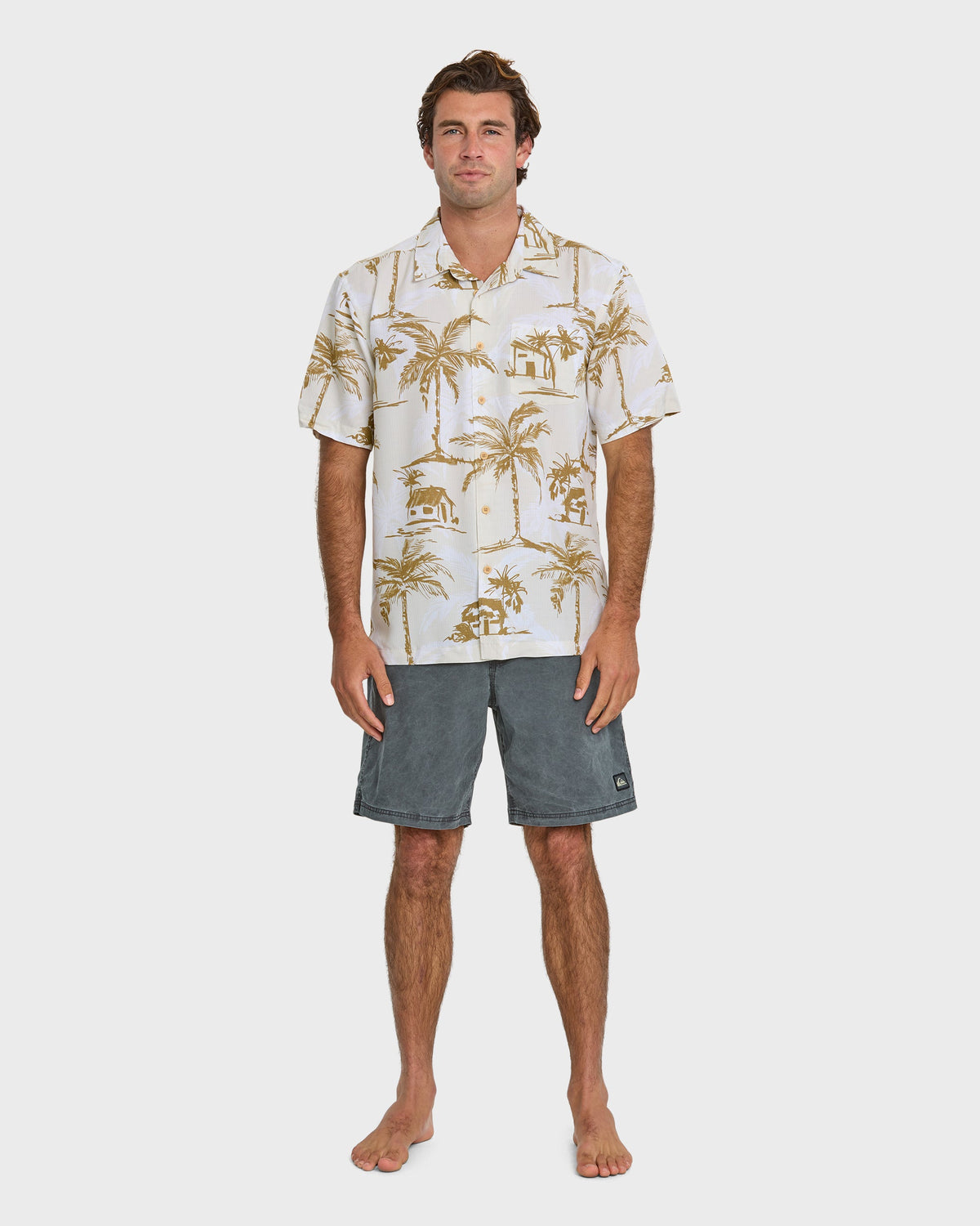 Quick Silver Waterman Off The Grid Shirt - Bone White