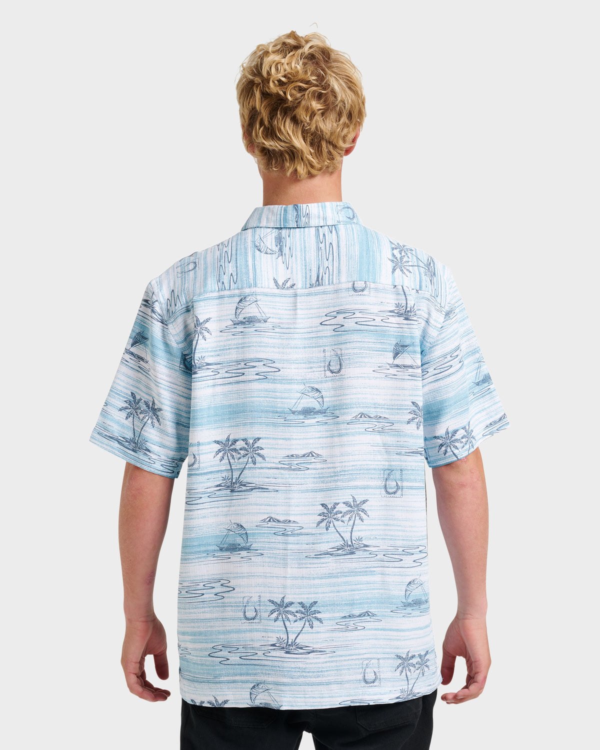 Quick Silver Waterman Island Daze Short Sleeve Shirt - Aqua Sea