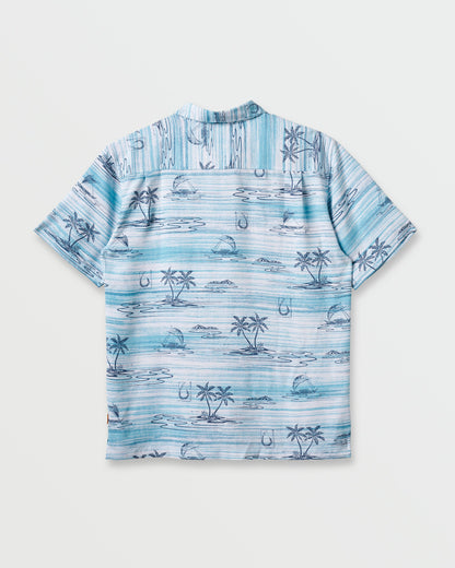 Quick Silver Waterman Island Daze Short Sleeve Shirt - Aqua Sea