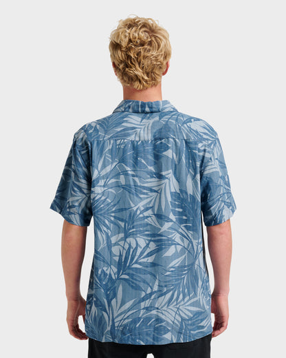 Quick Silver Waterman Botanical Short Sleeve Shirt - Midnight Navy