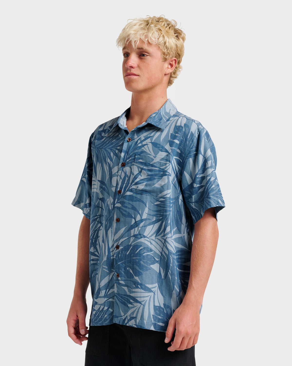Quick Silver Waterman Botanical Short Sleeve Shirt - Midnight Navy