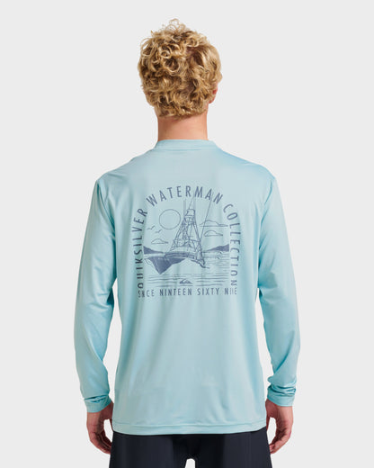 Quick Silver Waterman Coolbreeze Long Sleeve Surf Tee - Sterling Blue
