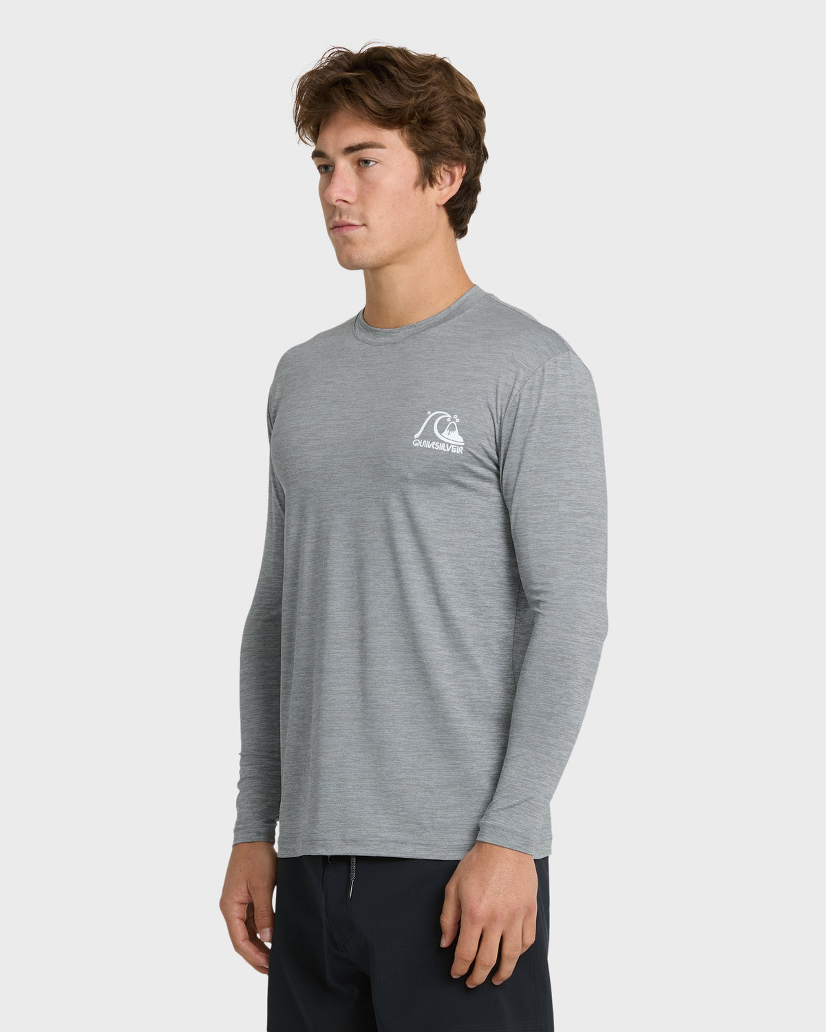 Quick Silver DNA Logo Surf Long Sleeve Surf Tee - Smoked Gray Heather